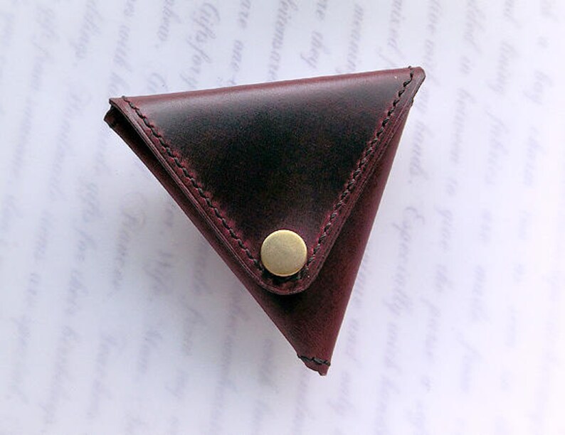 Triangular Crazy Horse Genuine Leather Coins Purse Unisex