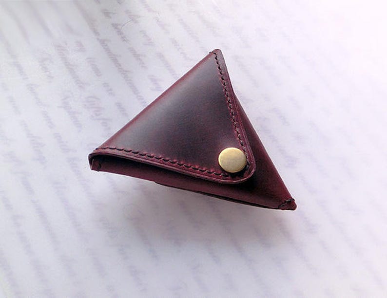 Triangular Crazy Horse Genuine Leather Coins Purse Unisex