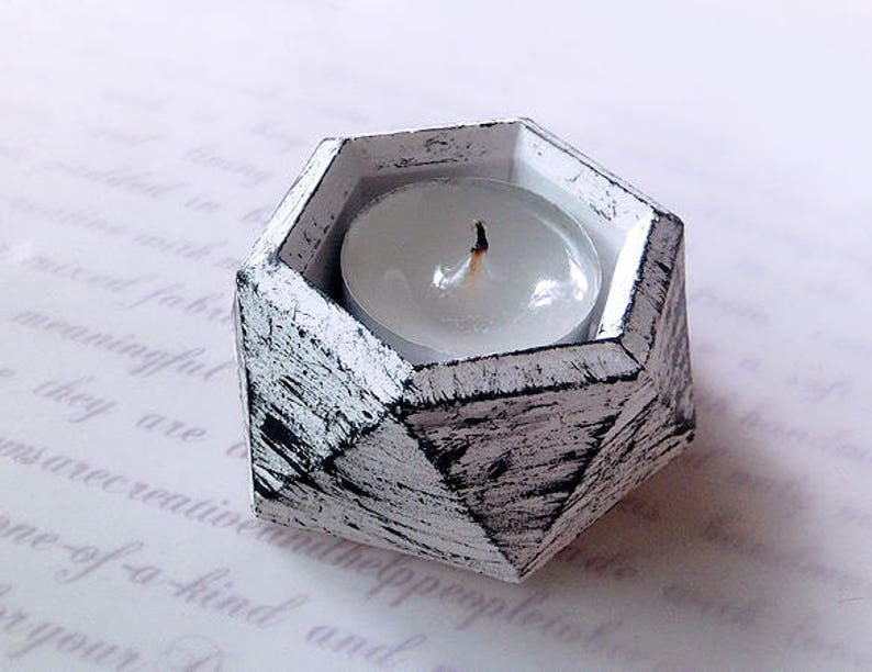 Tea Candle Holder, Natural Clay diffuser, Essential Diffuser Oil, diffuser, Hexagon tea-candle holder afbeelding 1