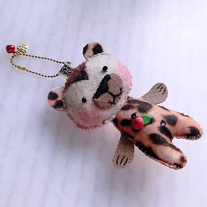 Ladybug Bear Bag Charm, Keys Chain, Bag accessory, Fur Bear image 3