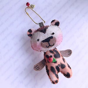 Ladybug Bear Bag Charm, Keys Chain, Bag accessory, Fur Bear image 1
