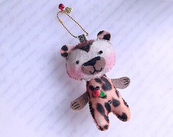 Ladybug Bear Bag Charm, Keys Chain, Bag accessory, Fur Bear