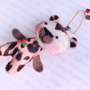 Ladybug Bear Bag Charm, Keys Chain, Bag accessory, Fur Bear image 2