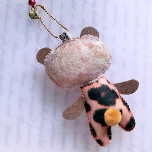 Ladybug Bear Bag Charm, Keys Chain, Bag accessory, Fur Bear image 4