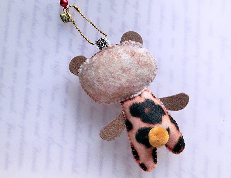 Ladybug Bear Bag Charm, Keys Chain, Bag accessory, Fur Bear image 4