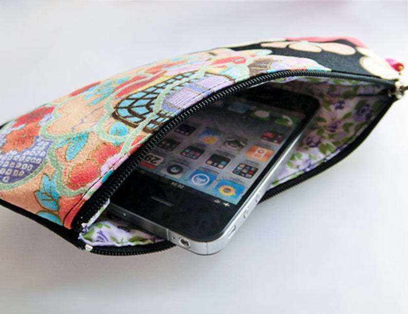 Japanese Sakura Zipper Purse, Clutch Purse, Cosmetic Purse, Pencil Case image 3