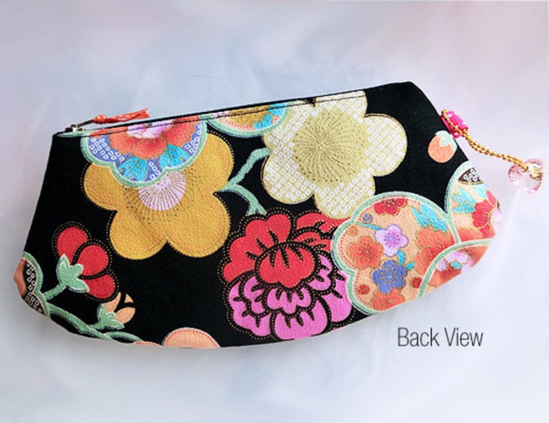 Japanese Sakura Zipper Purse, Clutch Purse, Cosmetic Purse, Pencil Case image 4