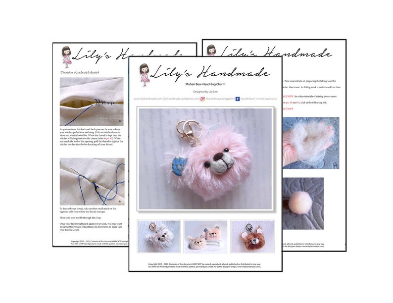 Mohair beer tas charme en Needle Vilting DIY Kits, Naaipatronen, PDF-bestand, Tutorials, Wolvilten afbeelding 3