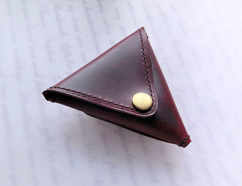 Triangular Crazy Horse Genuine Leather Coins Purse Unisex