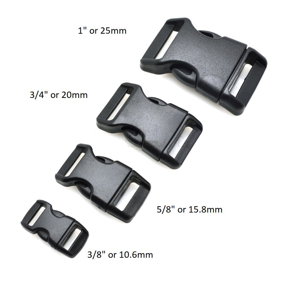 Pet Collar Parts 10 Curved Side Release Buckles 3/8" Black Plastic Paracord