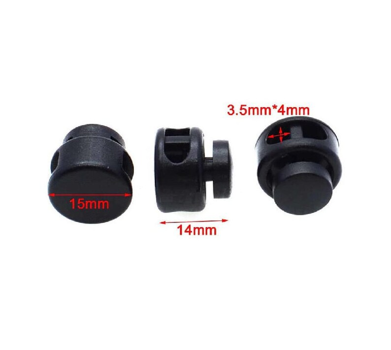 Wholesale Mini Cylinder Toggle Clip 14 x 15 mm Cord Lock with Spring Black Plastic Cord Stoppers Black Paracord Lock Bulk ATC1214