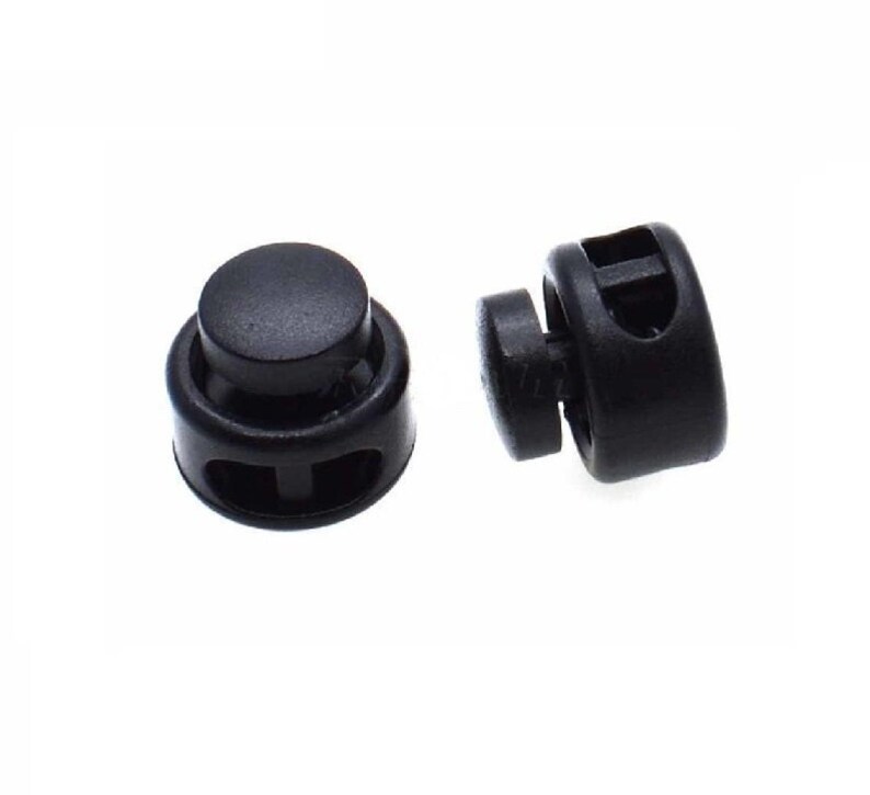 Wholesale Mini Cylinder Toggle Clip 14 x 15 mm Cord Lock with Spring Black Plastic Cord Stoppers Black Paracord Lock Bulk ATC1214