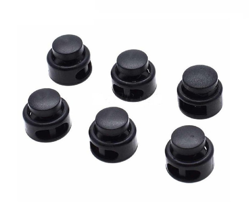 Wholesale Mini Cylinder Toggle Clip 14 x 15 mm Cord Lock with Spring Black Plastic Cord Stoppers Black Paracord Lock Bulk ATC1214