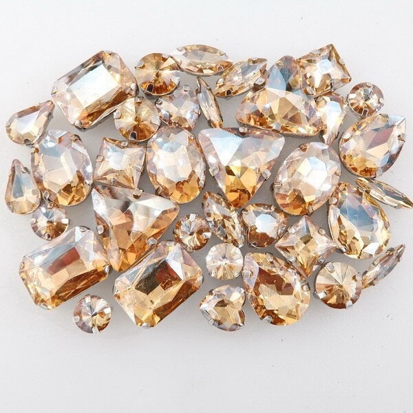 thumbnail image 2 of Mixed Shapes Black Crystal Rhinestone Settings – Sew On Glass Beads For Crafting 2 of 4