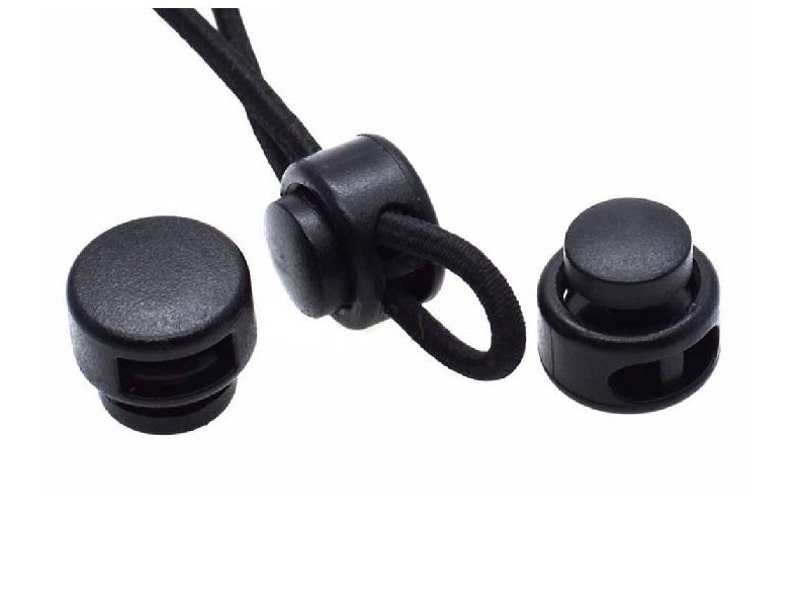 Wholesale Mini Cylinder Toggle Clip 14 x 15 mm Cord Lock with Spring Black Plastic Cord Stoppers Black Paracord Lock Bulk ATC1214