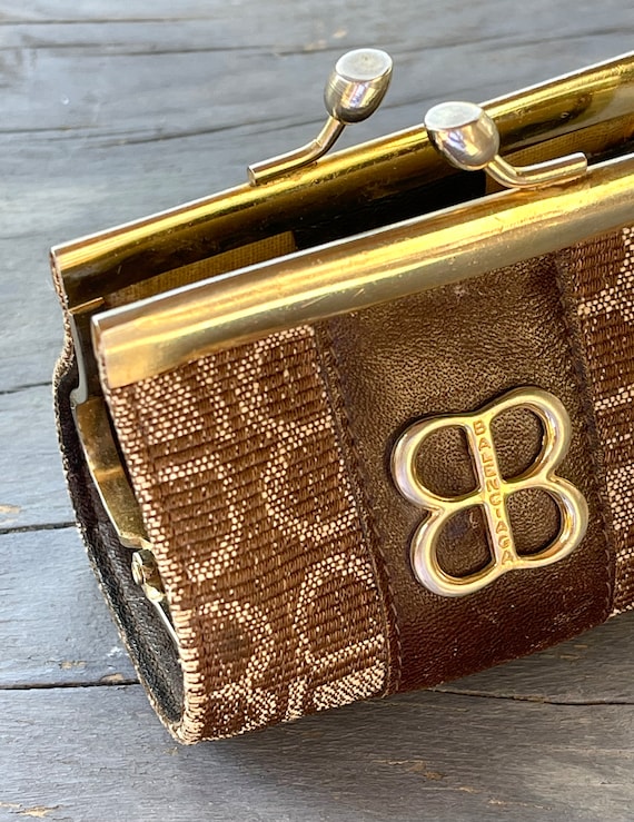 coin purse BALENCIAGA designer vintage BB logo fabric small money pouch gold metal frame signed inside made in Italy rare 1980s accessory
