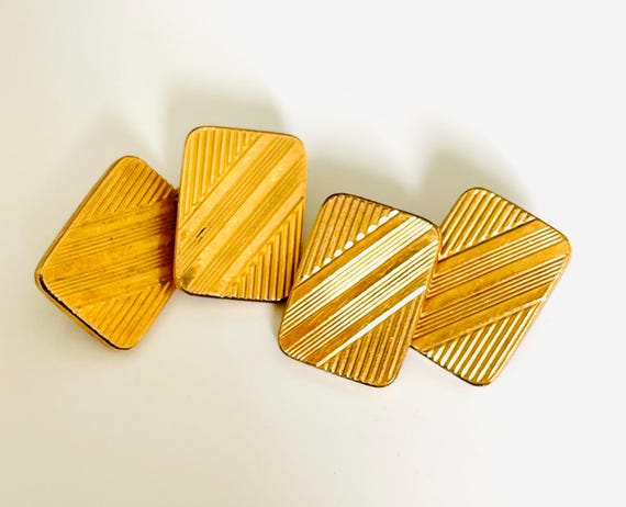 cuff links rectangle engineered panels French vin… - image 2