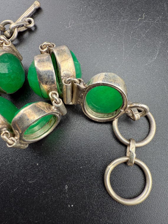 super stylish link bracelet solid 925 silver gree… - image 6