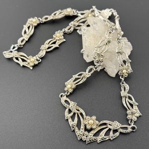 gorgeous sparkly necklace by SPHINX art nouveau inspired strass diamanté links with faux pearl vintage costume wedding jewellery stamped 60s