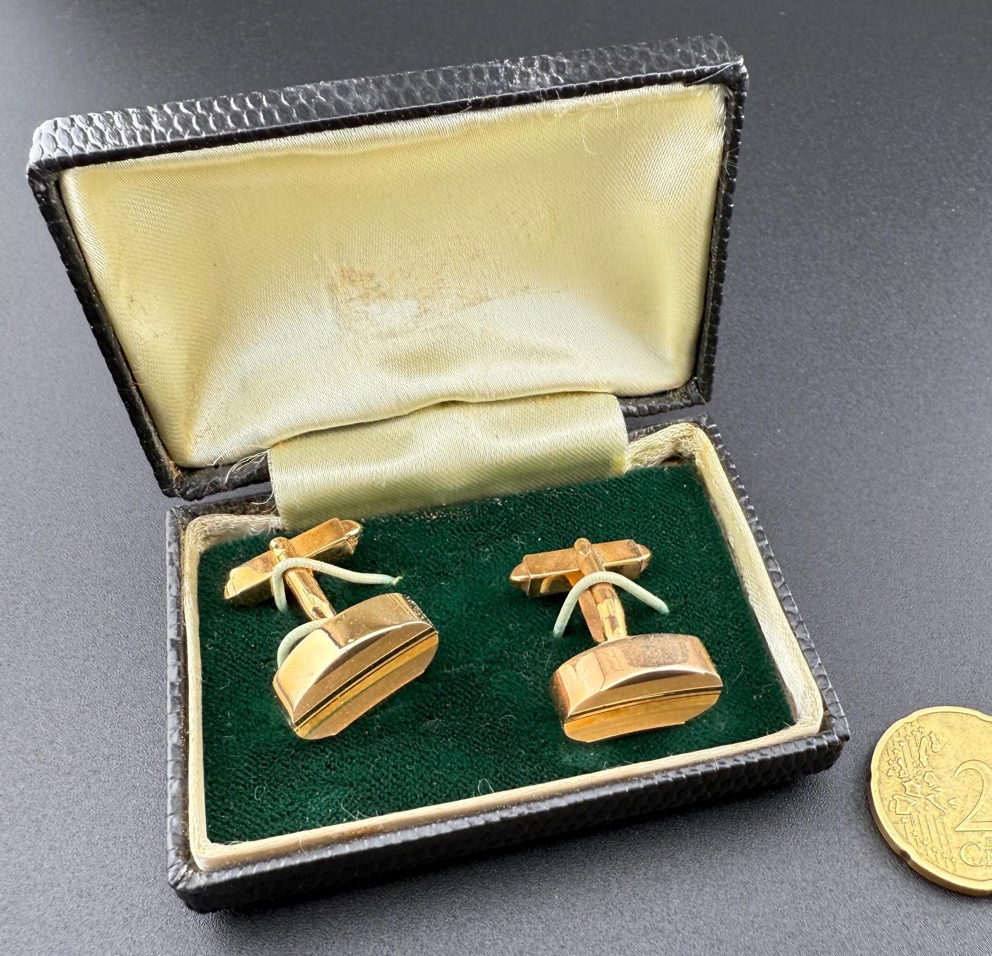 Boutons De Manchette Anciens Plaqué Or Et Nacre – Occasion Vintage – Pour Look élégant Rétro