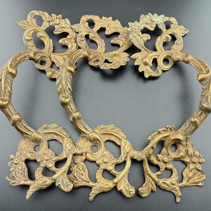 large ornate antique handles door drawer pulls French bronze brass art nouveau floral 3 genuine architectural metal salvage home improvement