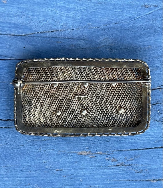 Brooch pin vintage Chinese silver gilt filigree g… - image 2