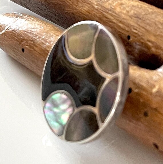 statement ring pearl inlay iridescent large round… - image 5
