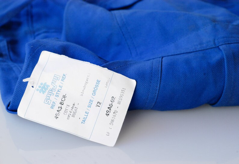 workwear blue overalls french vintage combinaison jumpsuit blue worker chore wear Bugatti 100/% cotton midcentury clothing fashion size T2
