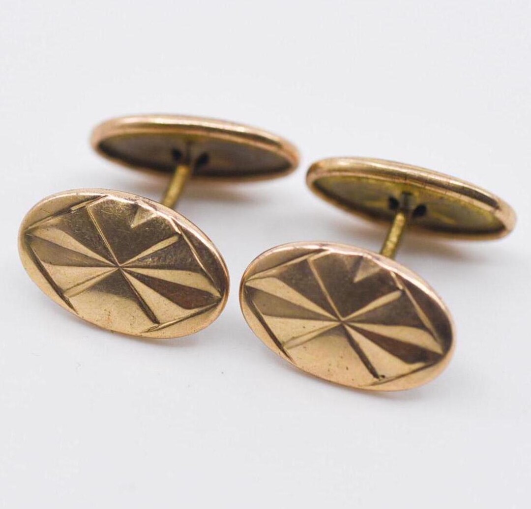 Boutons De Manchette Vintage Art Déco Plaqué Or Et Nacre - Marque Murat