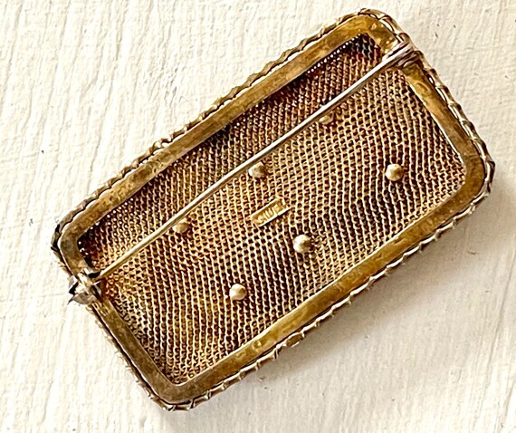 Brooch pin vintage Chinese silver gilt filigree g… - image 8