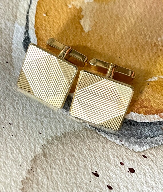 genuine gold cufflinks square geometric modernist… - image 9