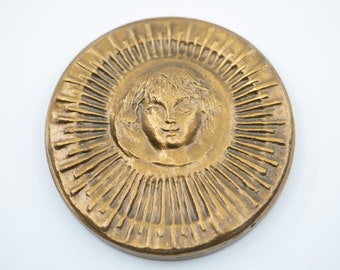 bronze florentine enamel coin medal commemorative SOS de France 1956-1986 stamp signed sunburst medaille medallion hallmark BERECHEL 1985