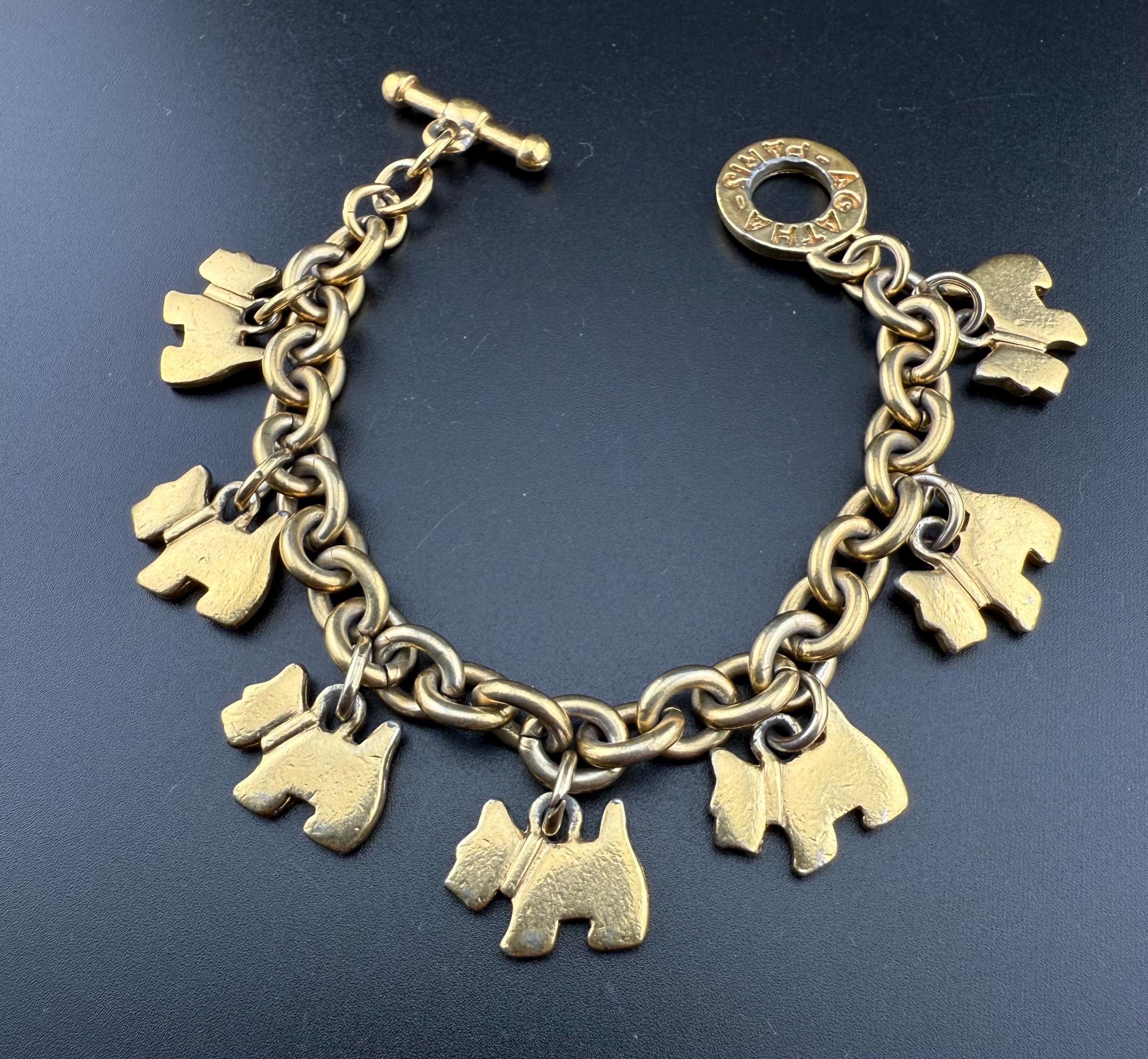 Charm Bracelet Scottie Dog Motif French Vintage AGATHA PARIS 