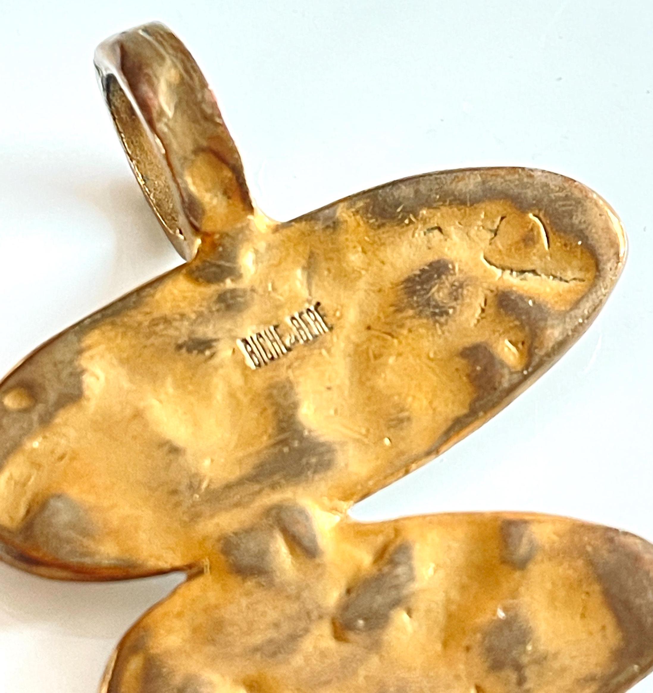 Pendentif Vintage Biche De Bere Paris | Design Géométrique Doré | Bijou Ancien Français