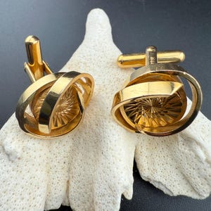 celestial cuff links gold plate vintage cufflinks matching pair midcentury modern wedding accessory for the groom formal shirt cuff stamped