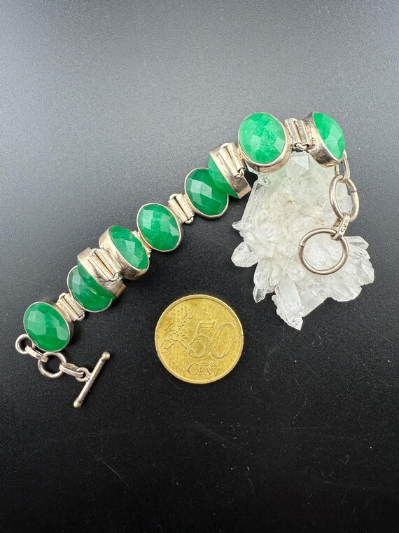 super stylish link bracelet solid 925 silver gree… - image 9