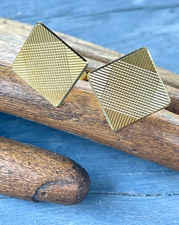 genuine gold cufflinks square geometric modernist… - image 1