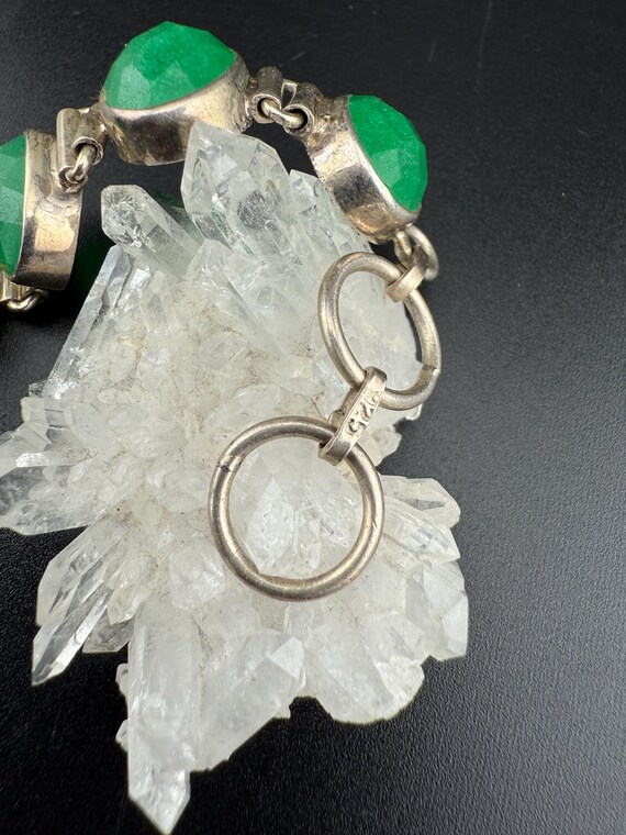 super stylish link bracelet solid 925 silver gree… - image 4