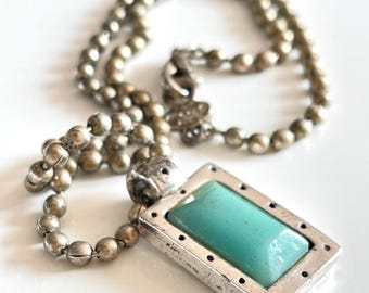 Collier Vintage Années 80 Jacky De G Paris - Pendentif Soleil, Finition Argent Vieilli, Longueur ~46-50 Cm, Occasion