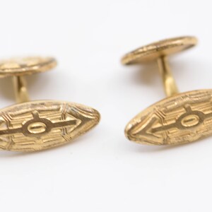 Paire De Boutons De Manchette Art Déco, Pierre Et Plaqué Or - Modèle Murat - Vintage