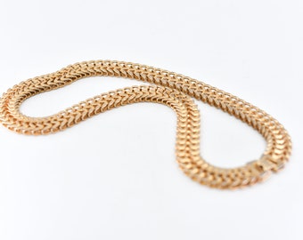 chain necklace French vintage polished gold tone fashion jewellery single strand wide elegant gift statement MCM 1950s 45g made in France