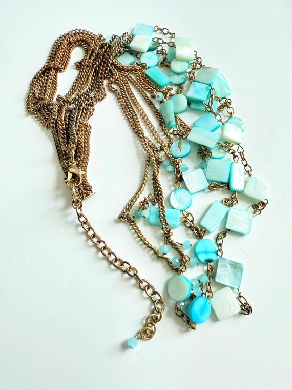 striking statement necklace multistrand pearlised… - image 7