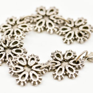 bracelet link chain floral silver tone Philippe Audibert Paris French vintage designer costume jewellery stamped modernist inspired c1980s