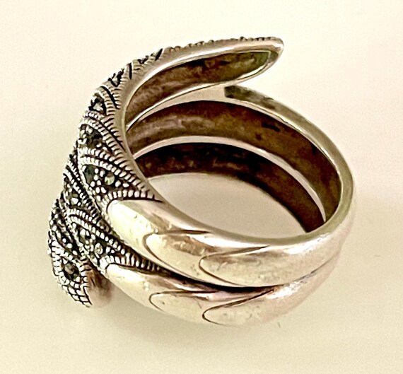 snake ring chunky hallmarked silver marcasite vin… - image 4