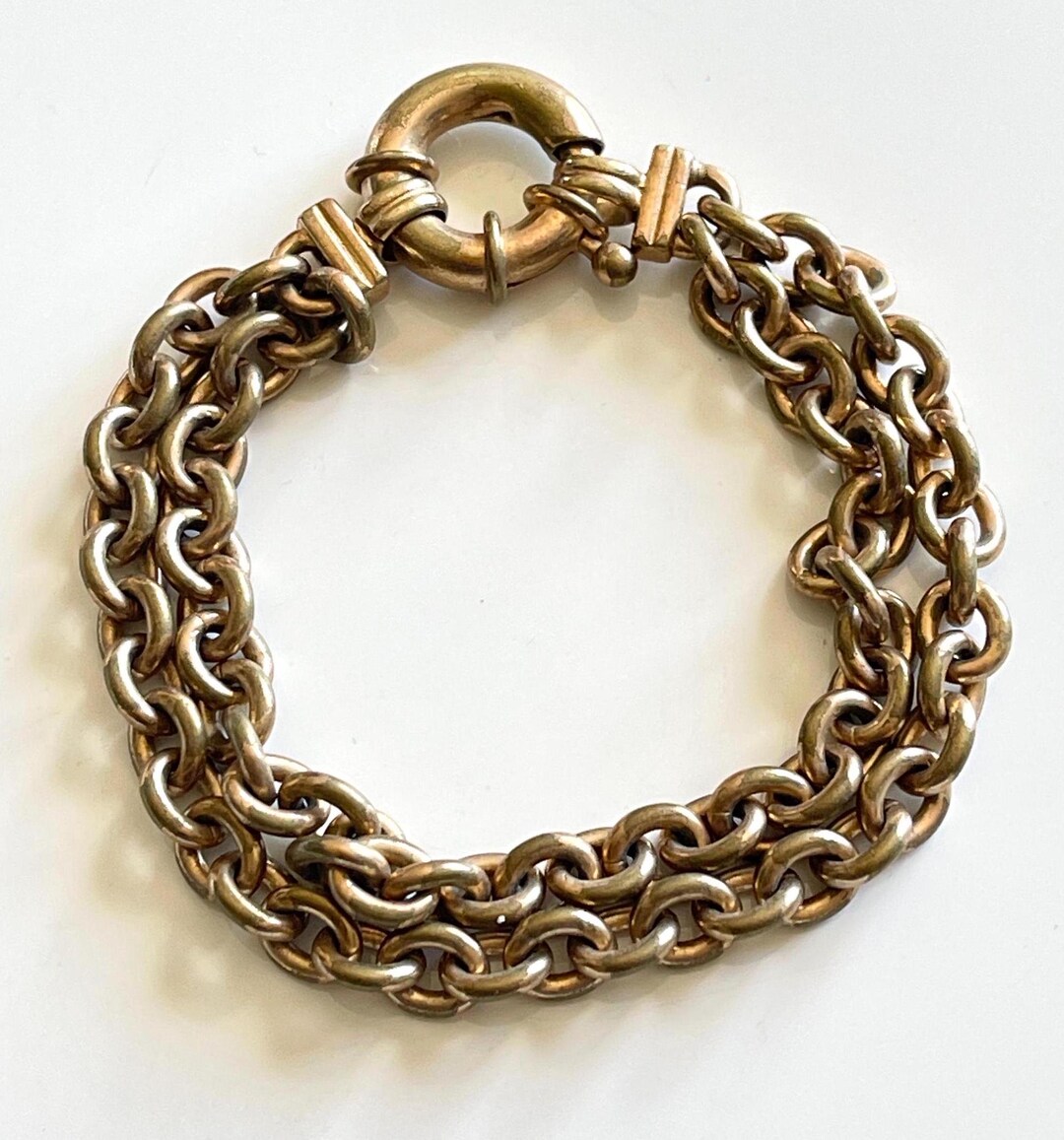 Bracelet Gourmette Rétro Maillons Relief Couleur Or - Marque Rodhier Poli* - Réf. 5210 - Occasion