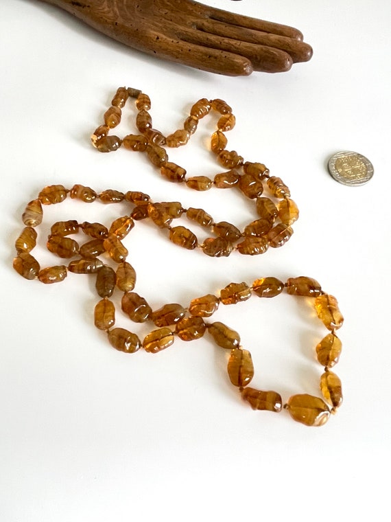 glass orange bead swirly opaque white necklace Fr… - image 8
