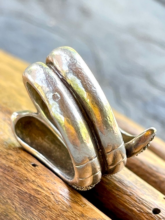 snake ring chunky hallmarked silver marcasite vin… - image 8