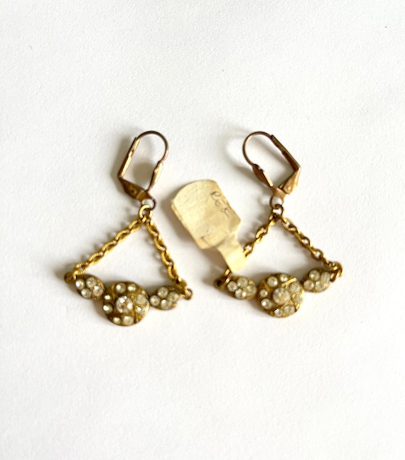 drop dangle earrings pierced French vintage art de