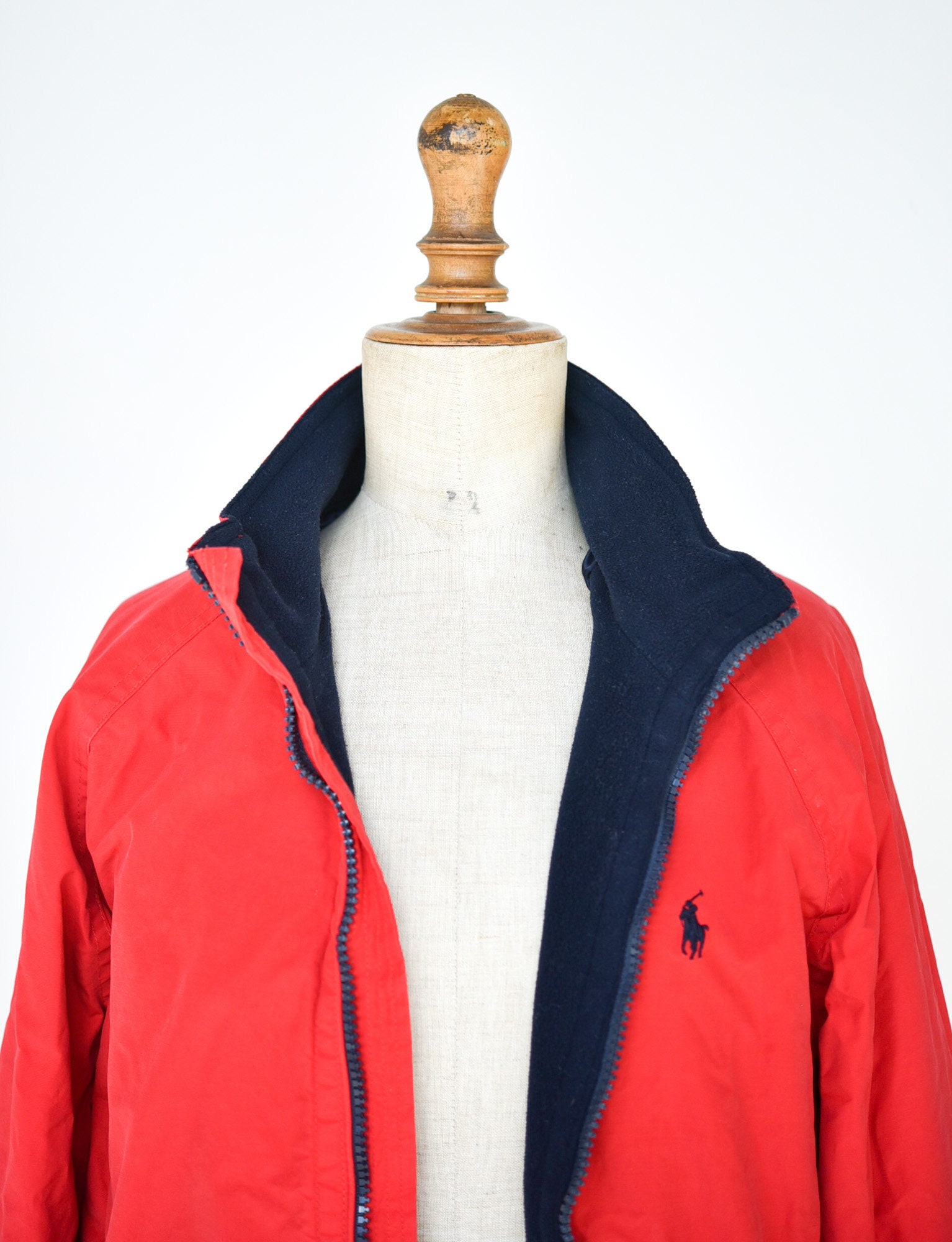 Jacket Vintage Polo by Ralph Lauren Windbreaker Red Blue Trim - Etsy