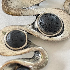 lava necklace vintage jewellery Icelandic modernist patinated silver tone metal statement geometric jewellery rare made in Iceland 1970s